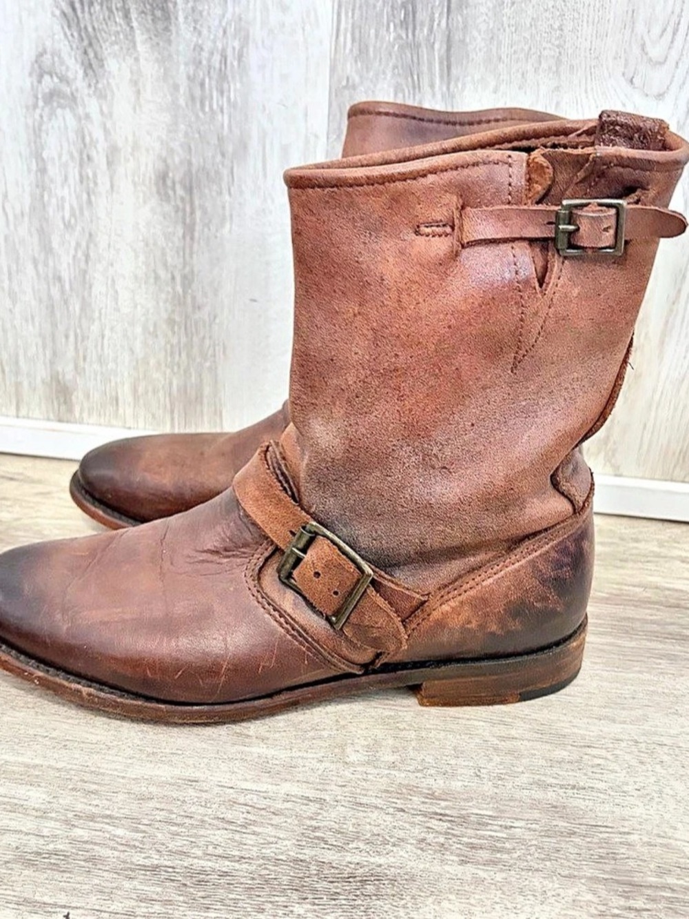 Vintage Shoe Company Short Bootie Leather Biker Riding Work Boots Womens Sz 8